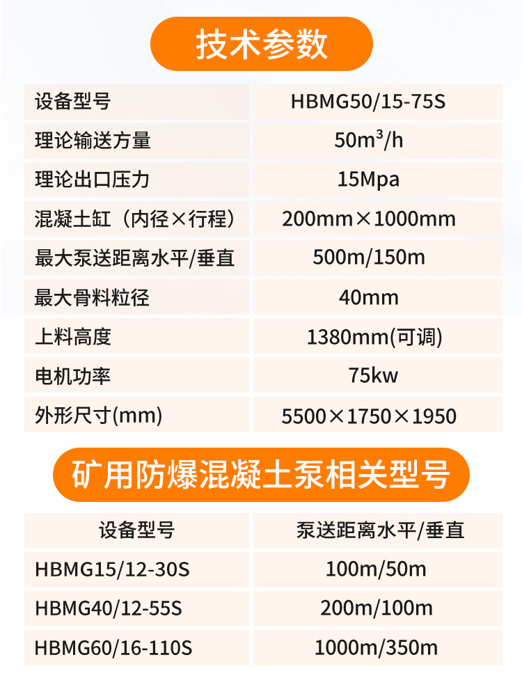 矿用防爆混凝土泵